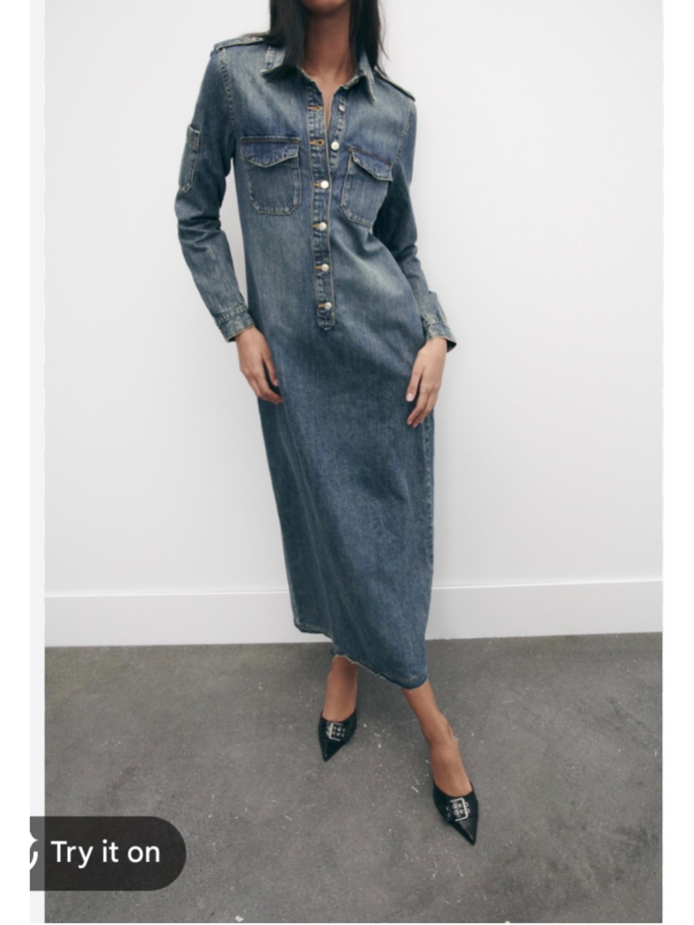 Zara New Raw Hem Maxi Jean Dress